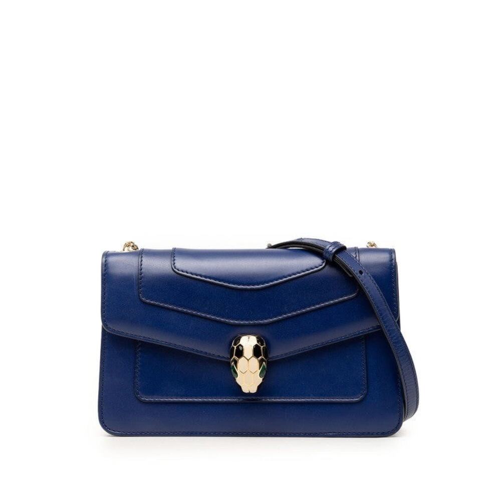 Bvlgari Leather Serpenti Forever Chain Shoulder Bag Blue